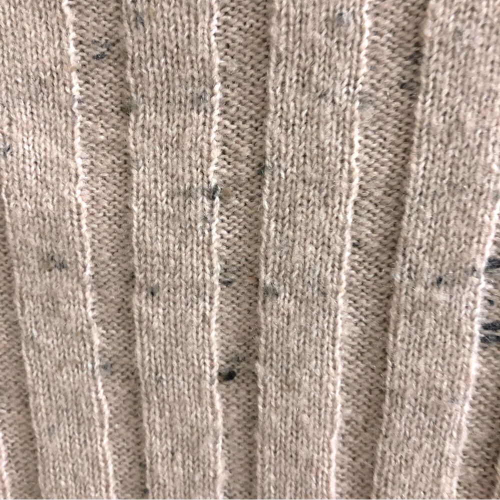 Ribbed Mock Neck Top Knit Sweater Beige Speckled‎ Long Sleeve - Picture 3 of 5